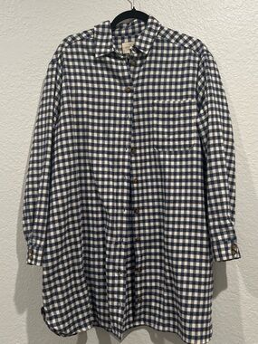 Sezane Blue and White Gingham Long Sleeve Dress